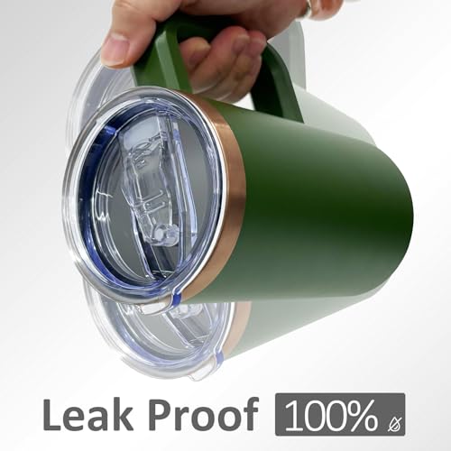 22oz Insulated Coffee Mug Bulk with Handle and Lid Army Green (4 Count)