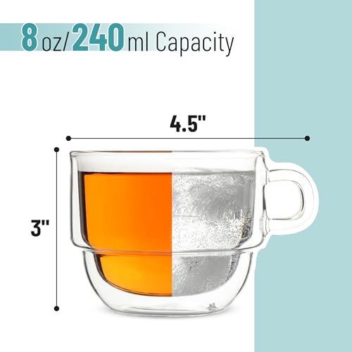 BTaT Double Walled Stackable Glass Coffee Mugs