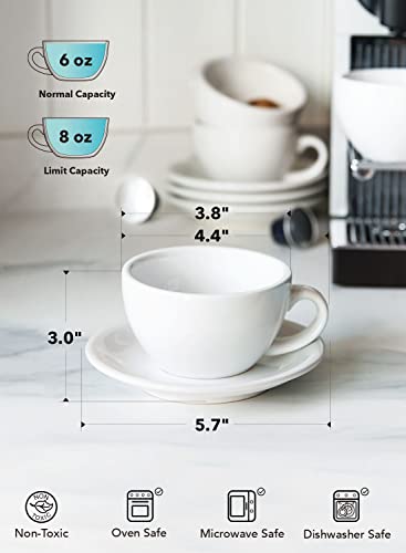 6 oz Cappuccino Cups with Saucers (4 Count)