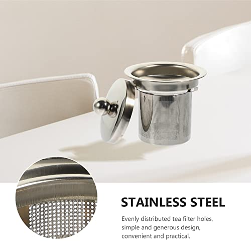 Stainless Steel Tea Strainer Insert with Fine Mesh Filter and Lid Replacement Tea Infuser for Teapot Accessories Compact 3.00X2.44 Inch Suitable for Home Rooms and Restaurants