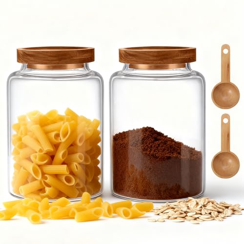 Glass Coffee Canister Glass Food Storage Jars With Airtight Lids Borosilicate Glass Coffee Canister Container for Coffee Beans & Grounds Tea Sugar Spices Kitchen