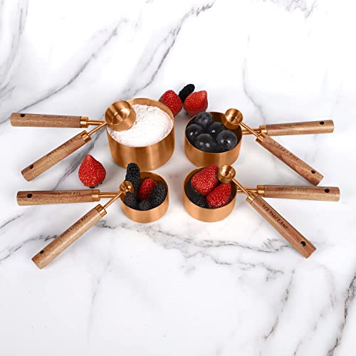 Collection 8 Piece Rose Gold Measuring Cups Set and Measuring Spoons