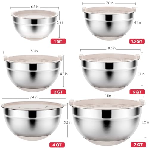 20PCS Stainless Steel Mixing Bowls with Airtight Lids Set