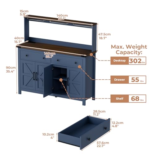 Hutch Storage Buffet Cabinet with Drawers