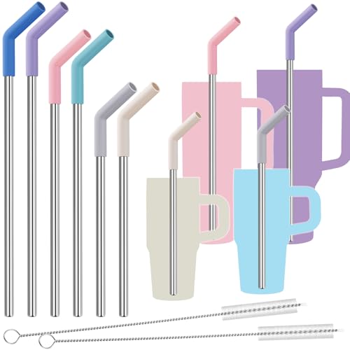 6 Pack Metal Straws with Silicone Tip Fit for Stanley 14 (6 Count)