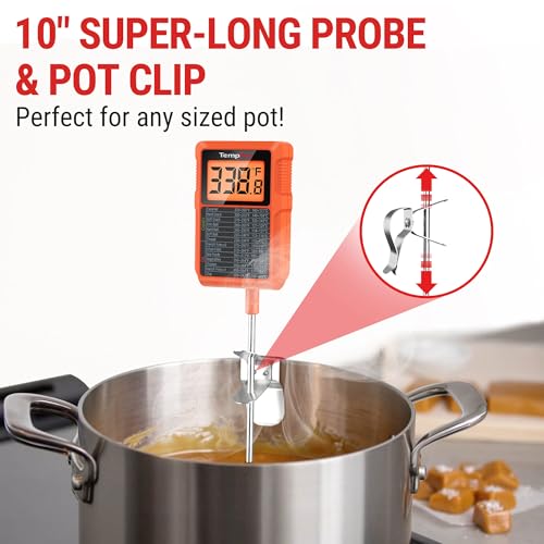 TempDip 1 Sec Digital Candy Thermometer with Pot Clip & 10" Probe