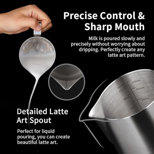 12oz Milk Frothing Pitcher Stainless Steel Espresso Steaming Jug
