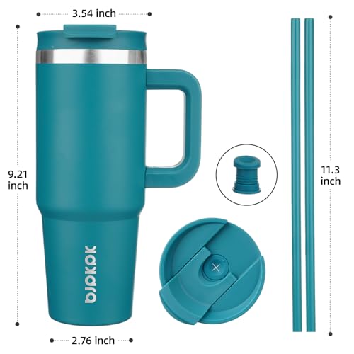 30 oz Insulated Tumbler with Handle & Straw