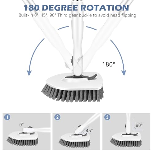 4-in-1 Tile Tub Floor Scrubber with Floor Scrub Brush, White Grey