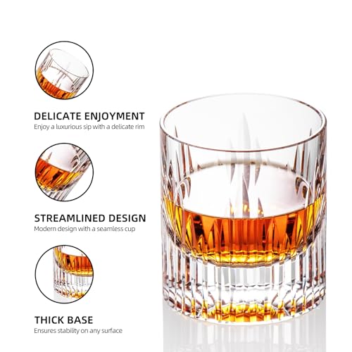 Crystal Whiskey Glasses Set of 2 Hand Blown Old Fashioned Glasses (2.02 Count)