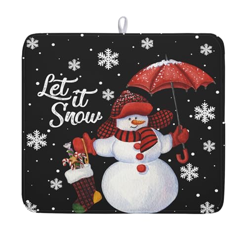 Winter Snowman Dish Drying Mat