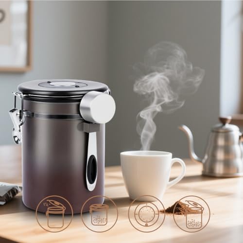 Coffee Canister Airtight Storage Container Stainless Steel Coffee Jar with Scoop