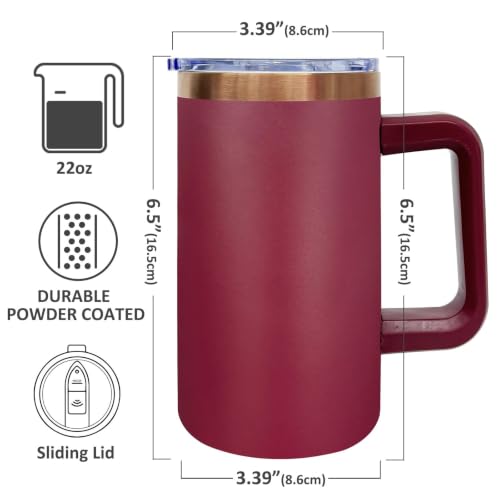 22oz Insulated Coffee Mug Bulk with Handle and Lid Red