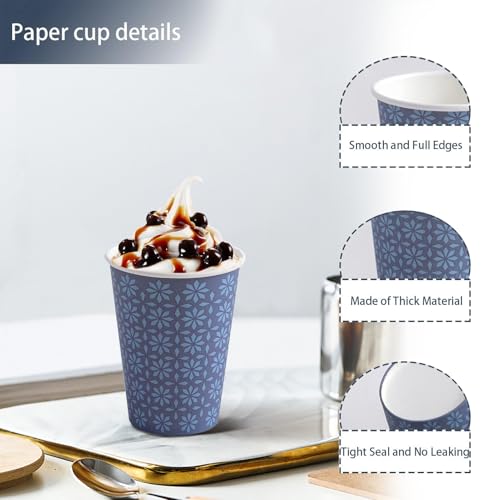 1000 Pack Paper Cups 8 oz Bulk Disposable Coffee Cups Navy Floral (1000 Count)