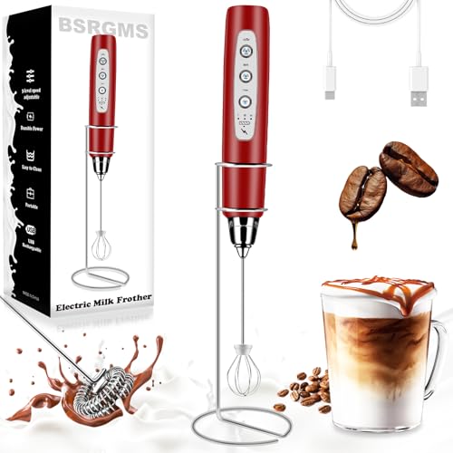 Milk Frother Wand Rechargeable Handheld Whisk Coffee 3 Speed Adjustable