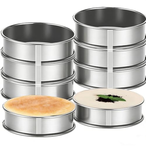 8 Pieces English Muffin Rings 4 Inch Crumpet Rings Stainless Steel Double Rolled Nonstick Metal Round Tart Ring Molds for Cookie Cooking Baking (8 Count)