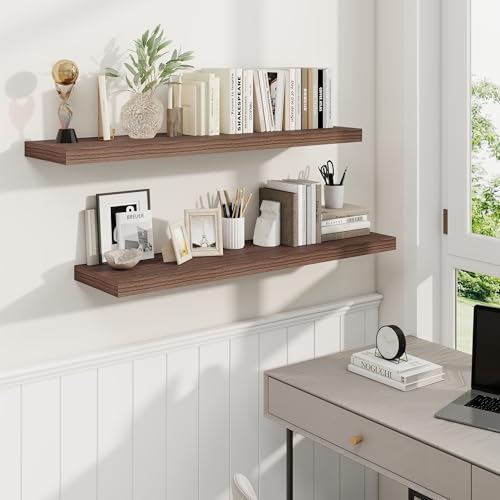 40 Inch Walnut Floating Shelves (2 Count)
