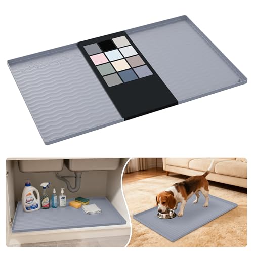 Waterproof Silicone Under Sink Mat 31'' x 19'' Shelf Liner for Kitchen and Bathroom