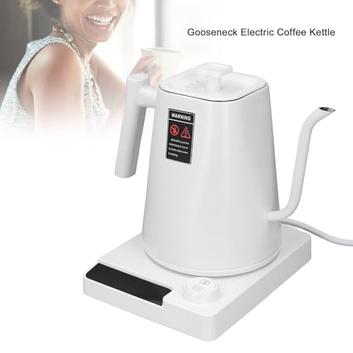 Electric Gooseneck Temperature Control Pour Over Coffee Kettle with LCD Screen Precise Brewing for Home Office Stainless Steel 1000ML