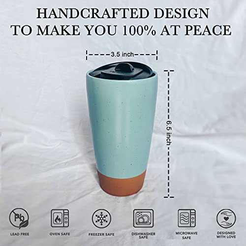 Double Wall Ceramic Coffee Travel Mug with Lid