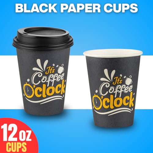 Disposable Coffee Cups with Lids (100 Count)