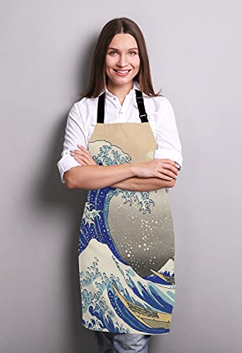 Hokusai The Great Wave Bib Apron with Adjustable Neck for Men Women