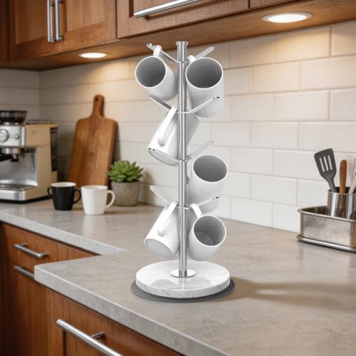 Silver Marble Mug Holder Tree with 2