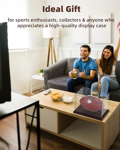 Full Size Acrylic Football Display Case Solid Wood Base
