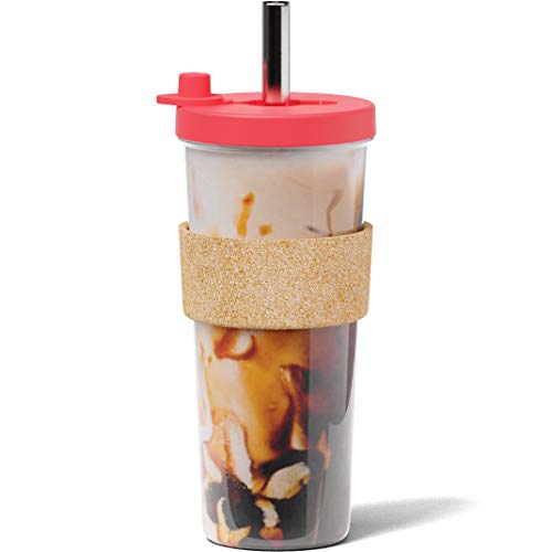 Hot Pink Reusable Boba Tea Cup with Straw