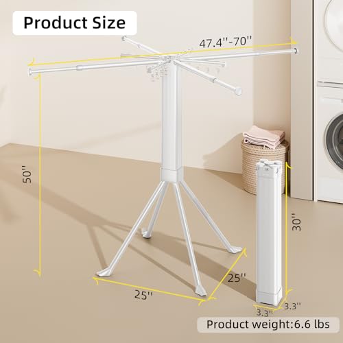 Clothes Drying Rack Foldable Extending Laundry Rack with 16 Clips Collapsible Clothing Rack Space