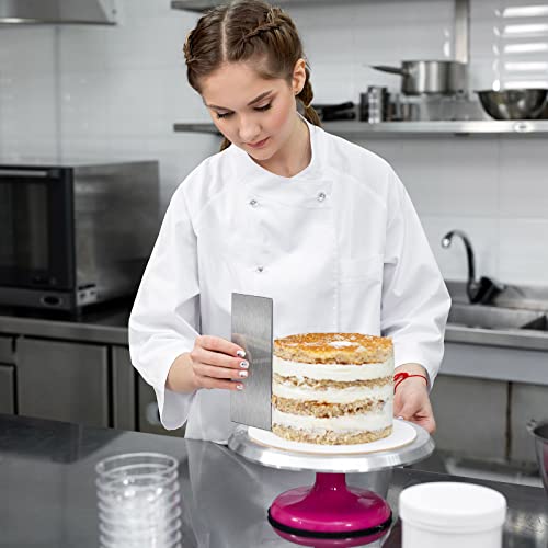 3 Pcs 12 Inch Cake Scraper Smoother Stainless Steel Cake Scraper Metal Large Double Sided Patterned Edge Decorating Comb Icing Smoother for Mousse Butter Cream Dessert Decoration (3 Count)