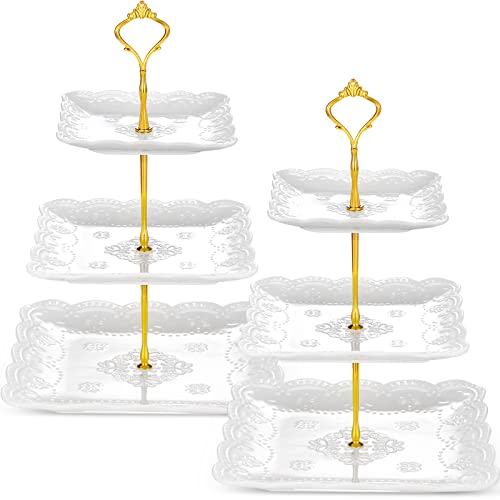 2 Pcs 3 Tier Porcelain Cupcake Stand (6 Count)