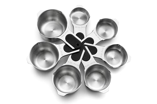 Magnetic Stainless Steel Measuring Cups Set of 7 Patented Black (7 Count)
