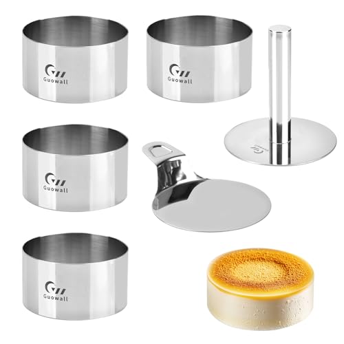 4 pack Seamless Mousse Cake Ring set Stainless Steel 4 inch Round Food Hamburger Mold Dessert Cutter for Baking