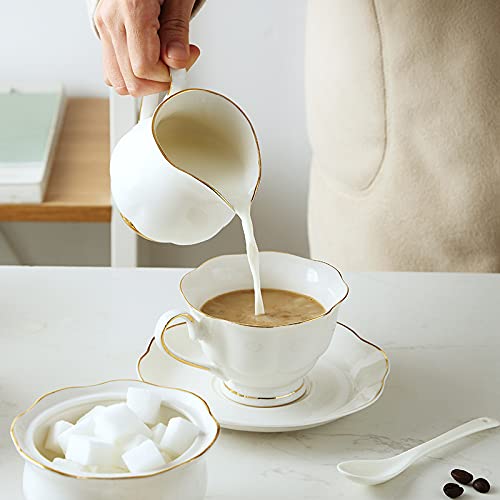 Utility 19 Pieces Tea Sets for Adults with Teapot Afternoon Tea Set Bone China Coffee Cup and Saucer Sugar Bowl and Milk Jug Gift for Wedding Teapots