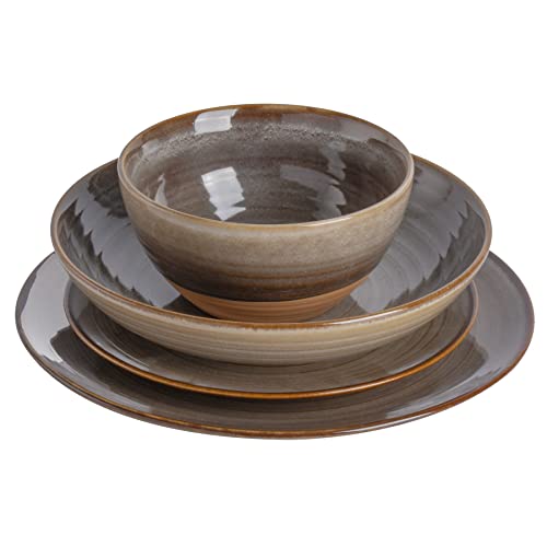 16 Piece Dreamweaver Double Bowl Terracotta Reactive Dinnerware Set