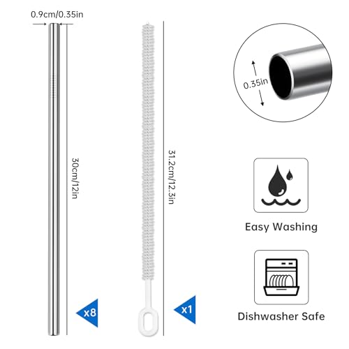 8PCS Stainless Steel Straws Fit for 40oz Stanley Tumblers (8 Count)