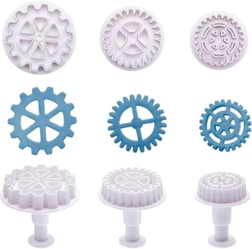 3Pcs White Gear Cookie Cutters