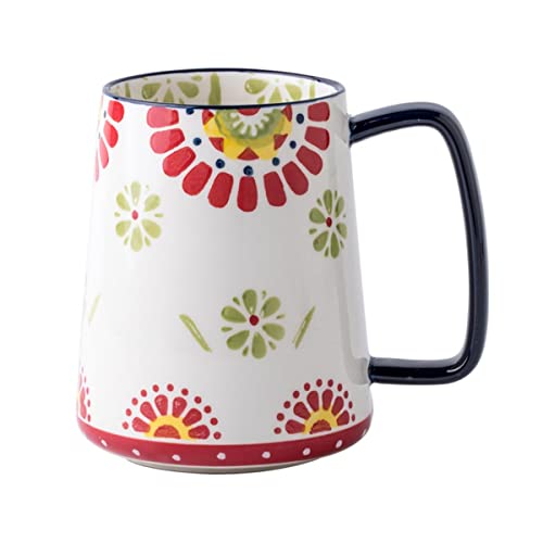 24 oz Extra Large Ceramic Coffee Mug Vintage Floral Cup with Handle