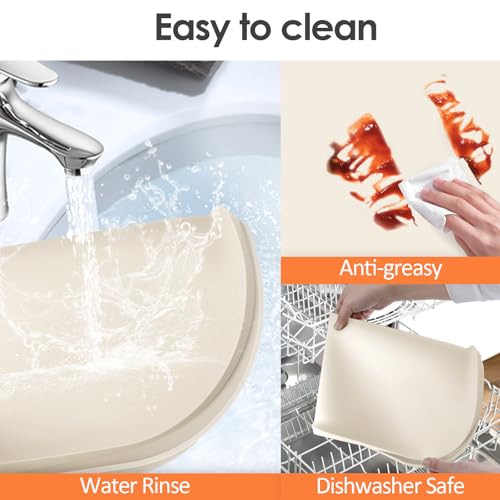 Silicone Coffee Maker Mat with Lip for Countertops 17.4''x10.6''Cream White