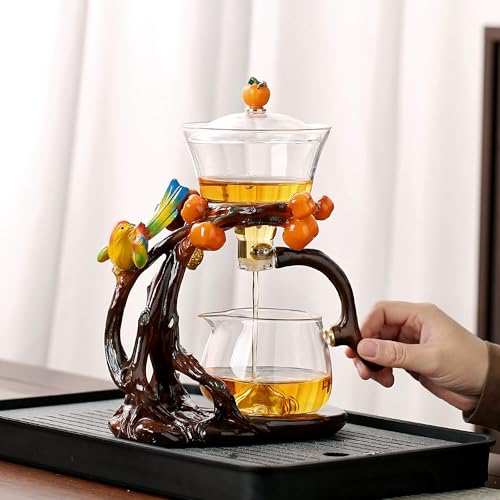 Glass Kungfu Teapot Set Tea maker with Infuser Semi Automatic Tea Set