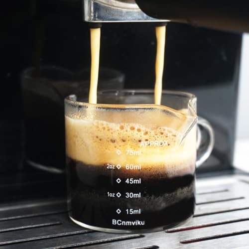 2 Pack Double Spouts Measuring Triple Pitcher Milk Cup 75ML Espresso Shot Glasses Parts Clear Glass (2 Count)