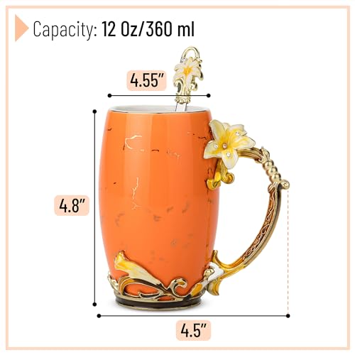 BTaT Floral Ceramic Mugs with Spoon