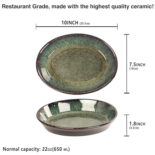 Oval 9.5 x 7 Inch Ceramic Pie Pan Quiche Baking Dish Set of 2 (2 Count)