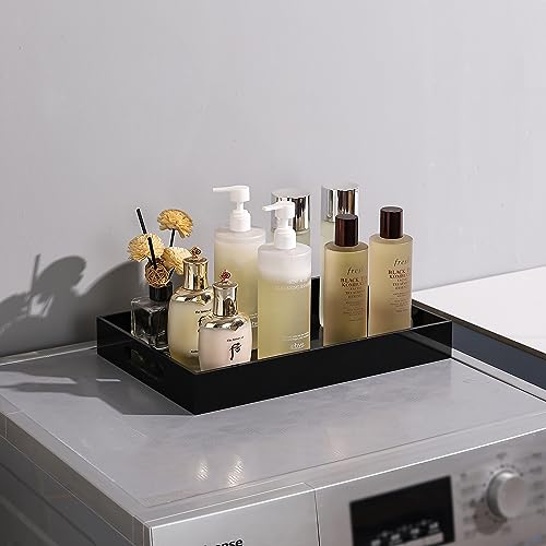 Glossy Black Sturdy Acrylic Serving Tray with Handles