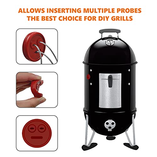 4 Pack Meat Probe Red Grommets for Weber 85037 Smokey Mountain Cookers (4 Count)