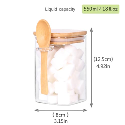 Glass Jar with Bamboo Lid and Spoon (3 Count)