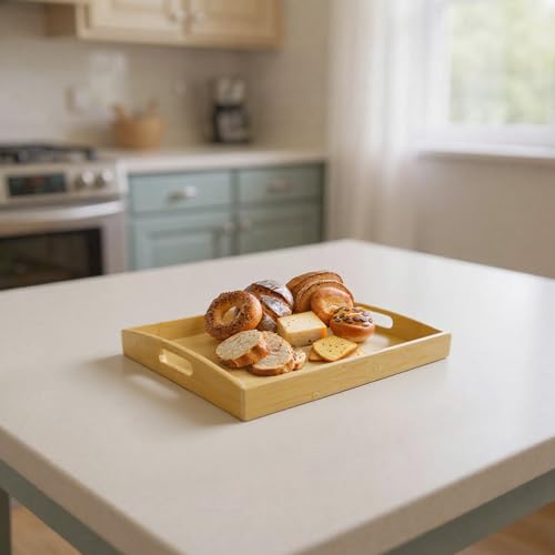 Set of 2 Bamboo Serving Trays with Handles
