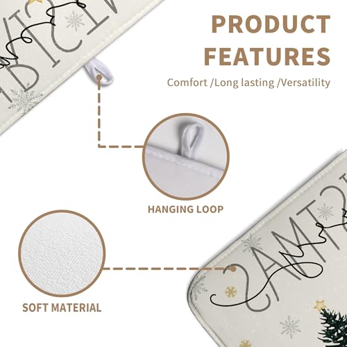 Merry Christma Trees Dish Drying Mat Winter Forest Large Kitchen Mats Dish Drying Pad Xmas Snow Absorbent Dish Dryer Mat for Kitchen Countertops Microfiber Drainer Pad Dish Drying Mats