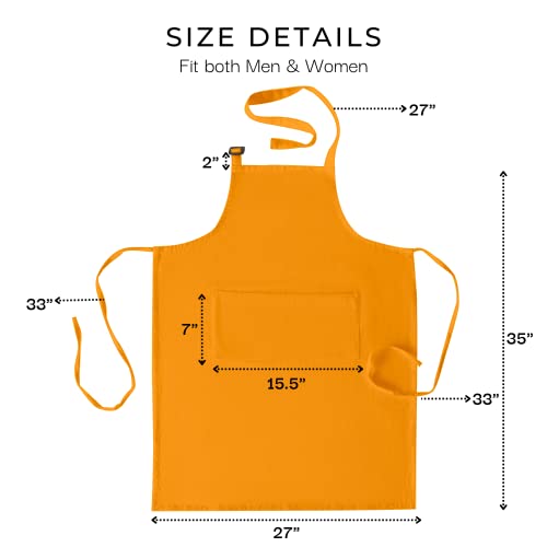 Cotton Apron for Women Men with 3 Pockets Chef Kitchen Aprons for Cooking Adjustable Bib for BBQ